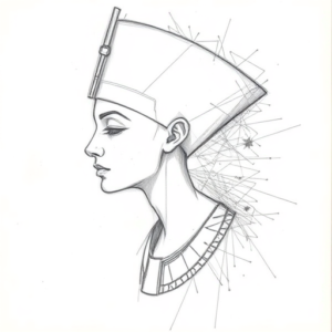 Chaotic Graphite Pencil Sketch Nefertiti Tattoo