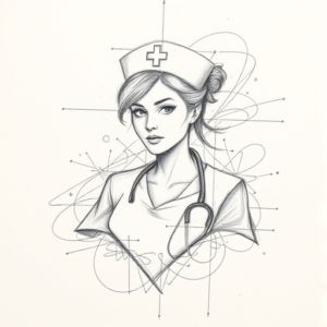 Chaotic Graphite Pencil Sketch Nurse Tattoo
