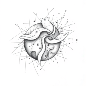 Chaotic Graphite Pencil Sketch Ocean Tattoo