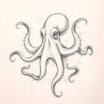Chaotic Graphite Pencil Sketch Octopus Tattoo