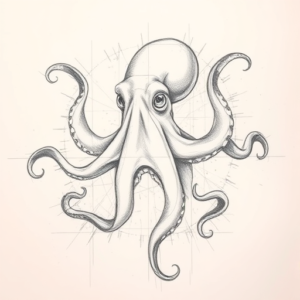 Chaotic Graphite Pencil Sketch Octopus Tattoo