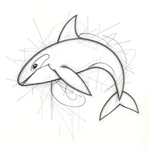 Chaotic Graphite Pencil Sketch Orca Tattoo