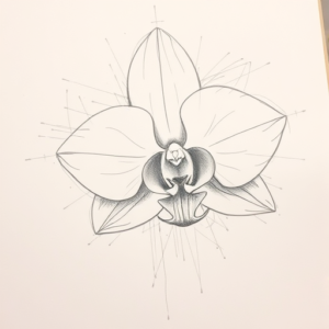 Chaotic Graphite Pencil Sketch Orchid Tattoo