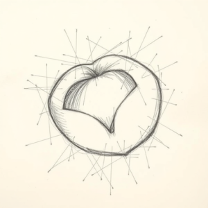 Chaotic Graphite Pencil Sketch Peach Tattoo