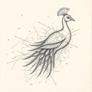 Chaotic Graphite Pencil Sketch Peacock Tattoo