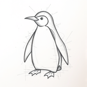 Chaotic Graphite Pencil Sketch Penguin Tattoo