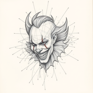 Chaotic Graphite Pencil Sketch Pennywise Tattoo