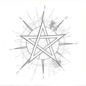 Chaotic Graphite Pencil Sketch Pentagram Tattoo