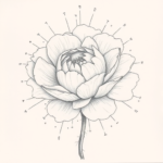 Chaotic Graphite Pencil Sketch Peony Tattoo