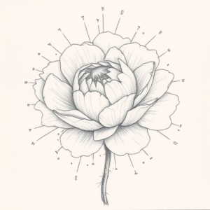 Chaotic Graphite Pencil Sketch Peony Tattoo
