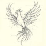 Chaotic Graphite Pencil Sketch Phoenix Tattoo