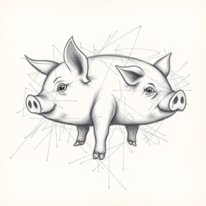 Chaotic Graphite Pencil Sketch Pig Tattoo