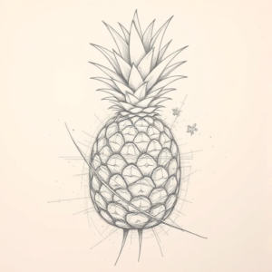 Chaotic Graphite Pencil Sketch Pineapple Tattoo