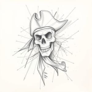 Chaotic Graphite Pencil Sketch Pirate Tattoo
