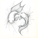 Chaotic Graphite Pencil Sketch Pisces Tattoo