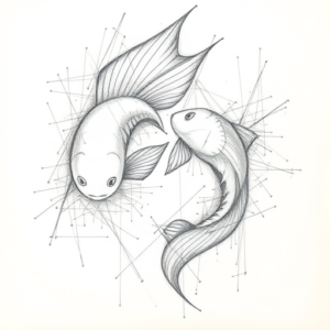 Chaotic Graphite Pencil Sketch Pisces Tattoo