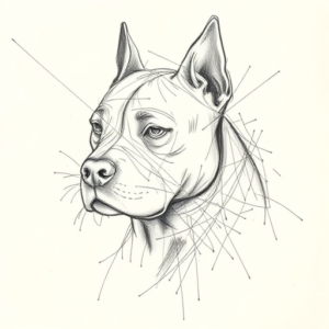 Chaotic Graphite Pencil Sketch Pitbull Tattoo