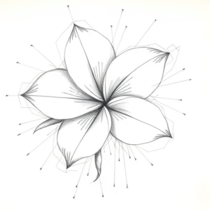 Chaotic Graphite Pencil Sketch Plumeria Tattoo