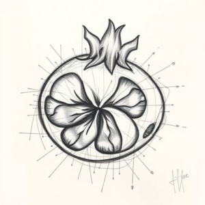 Chaotic Graphite Pencil Sketch Pomegranate Tattoo