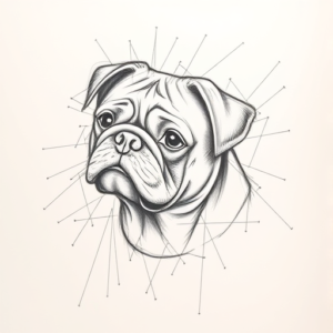 Chaotic Graphite Pencil Sketch Pug Tattoo