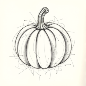 Chaotic Graphite Pencil Sketch Pumpkin Tattoo