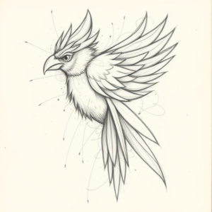 Chaotic Graphite Pencil Sketch Quetzal Tattoo