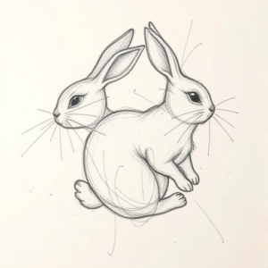 Chaotic Graphite Pencil Sketch Rabbit Tattoo