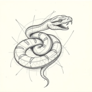 Chaotic Graphite Pencil Sketch Rattlesnake Tattoo