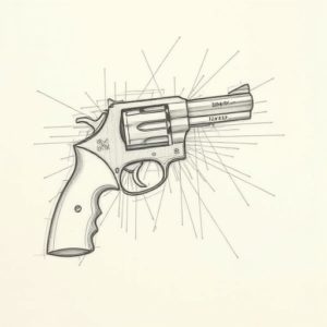 Chaotic Graphite Pencil Sketch Revolver Tattoo