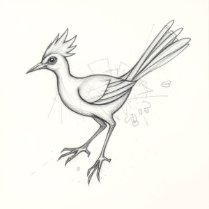 Chaotic Graphite Pencil Sketch Roadrunner Tattoo
