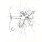 Chaotic Graphite Pencil Sketch Sagittarius Tattoo