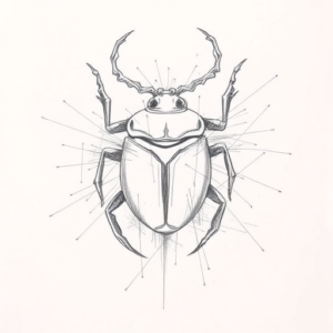 Chaotic Graphite Pencil Sketch Scarab Tattoo