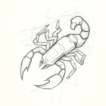 Chaotic Graphite Pencil Sketch Scorpio Tattoo
