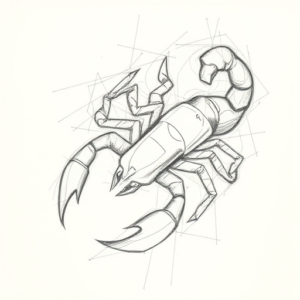 Chaotic Graphite Pencil Sketch Scorpio Tattoo