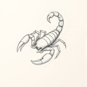 Chaotic Graphite Pencil Sketch Scorpion Tattoo