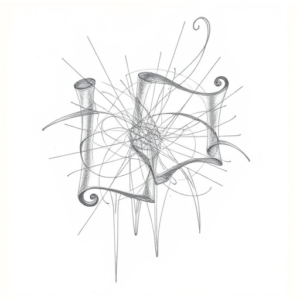 Chaotic Graphite Pencil Sketch Scroll Tattoo