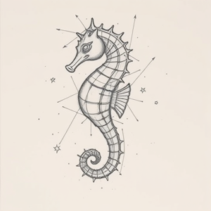 Chaotic Graphite Pencil Sketch Seahorse Tattoo