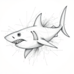 Chaotic Graphite Pencil Sketch Shark Tattoo