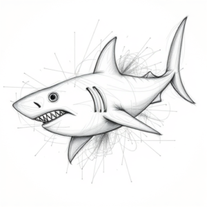 Chaotic Graphite Pencil Sketch Shark Tattoo