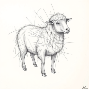 Chaotic Graphite Pencil Sketch Sheep Tattoo