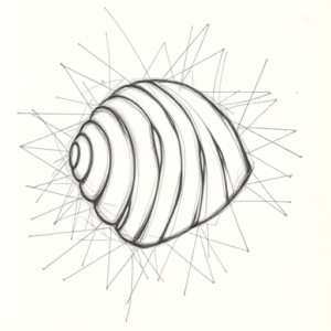 Chaotic Graphite Pencil Sketch Shell Tattoo