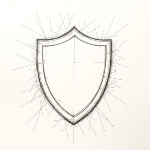 Chaotic Graphite Pencil Sketch Shield Tattoo