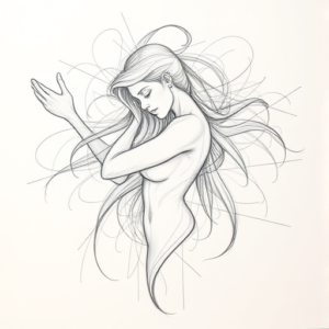 Chaotic Graphite Pencil Sketch Siren Tattoo