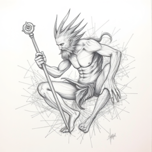 Chaotic Graphite Pencil Sketch Sisyphus Tattoo