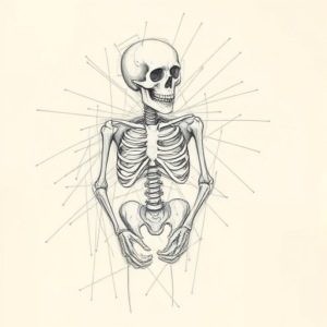 Chaotic Graphite Pencil Sketch Skeleton Tattoo