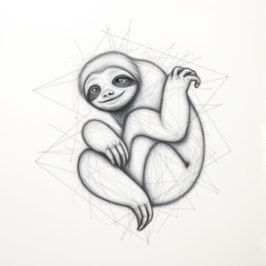 Chaotic Graphite Pencil Sketch Sloth Tattoo