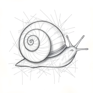 Chaotic Graphite Pencil Sketch Snail Tattoo