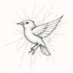 Chaotic Graphite Pencil Sketch Sparrow Tattoo