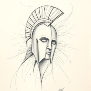 Chaotic Graphite Pencil Sketch Spartan Tattoo