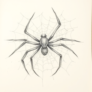 Chaotic Graphite Pencil Sketch Spider Tattoo